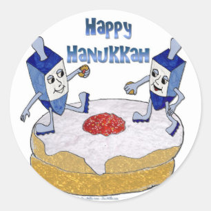 Adesivo Redondo Judaica Happy Hanukkah Dançando Sonhos Dobra
