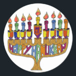 Adesivo Redondo Judaica Happy Hanukkah Dreidel Menorah<br><div class="desc">Você está vendo The Lee Hiller Designs Collection of Home and Office Decor,  Roupa,  Gifts and Coleções. As Designs incluem Lee Hiller Photoographic e Mixed Media Digital Art Collection. Você pode ver sua fotografia da Nature em http://HikeOurPlanet.com/ e seguir seu blog de caminhada no Hot Primavera National Park.</div>