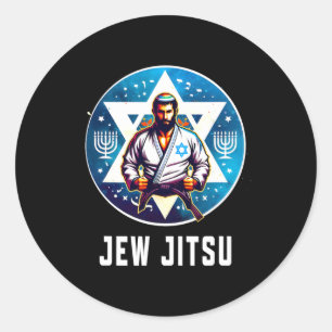 Adesivo Redondo Judeu Judeu Jitsu Funny Hanukkah Rabbi Karate Chan