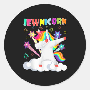 Adesivo Redondo Judeu Judeu Judeu Dabbing Unicorn Juew Rosh Hashan