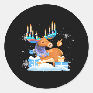 Adesivo Redondo Judeu Moose Engraçado Hanukkah Moose Meninas de Pi