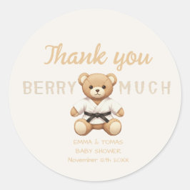 Adesivo Redondo Judo Black Belt Bear Baby Shower Collection
