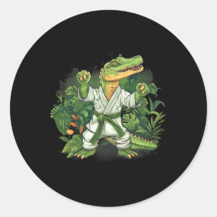 Adesivo Redondo Judô Crocodilo Natureza Kickboxing Taekwondo Artes