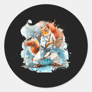 Adesivo Redondo Judô Esquilo Aquarela Taekwondo Caratê MMA