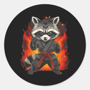 Adesivo Redondo Judo Guaxinim Nature Kickboxing Taekwondo Artes Ma