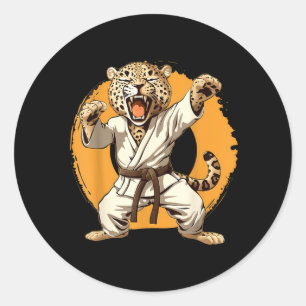 Adesivo Redondo Judo Leopardo Nature Kickboxing Taekwondo Artes Ma
