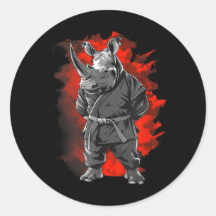 Adesivo Redondo Judo Rhino Nature Kickboxing Taekwondo Artes Marci