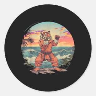 Adesivo Redondo Judo Tiger Beach Judo Taekwondo Kickboxing Artes M