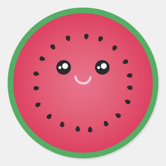 Adesivo Redondo Juicle Watermelon Slice Cute Kawaii Funny Foodie (Frente)