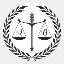 Adesivo Redondo Juiz advogado do monograma editorial