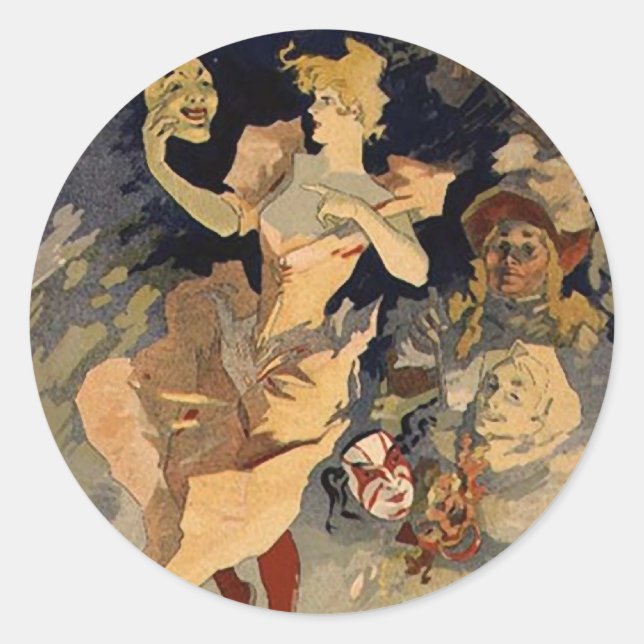 Adesivo Redondo Jules Cheret 'La Danse' 1891 (Frente)