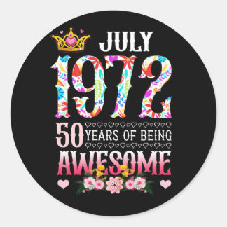 Adesivo Redondo Julho de 1972 50º Aniversário 50 Anos