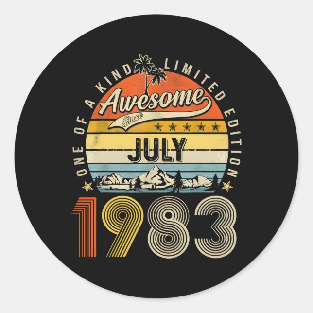 Adesivo Redondo Julho De 1983 40º 40 (Frente)