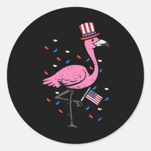 Adesivo Redondo Julho Flamingo U Flag Bird Patriotic Women Girls K