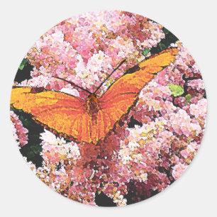 Adesivo Redondo Julia Butterfly em Flores Rosa
