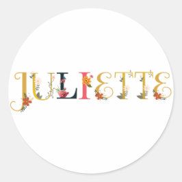 Adesivo Redondo JULIETTE Nome Elegante Bordado