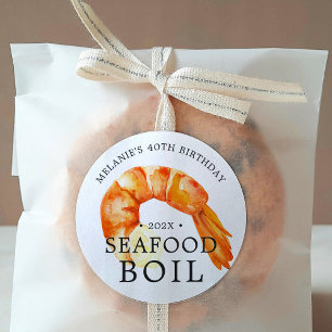 Adesivo Redondo Jumbo Shrimp   Festa de Aniversário com Tema de Fr