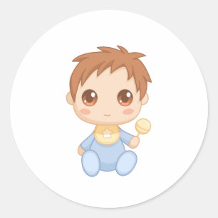 Adesivo Redondo Jumpsuit do azul do bebé