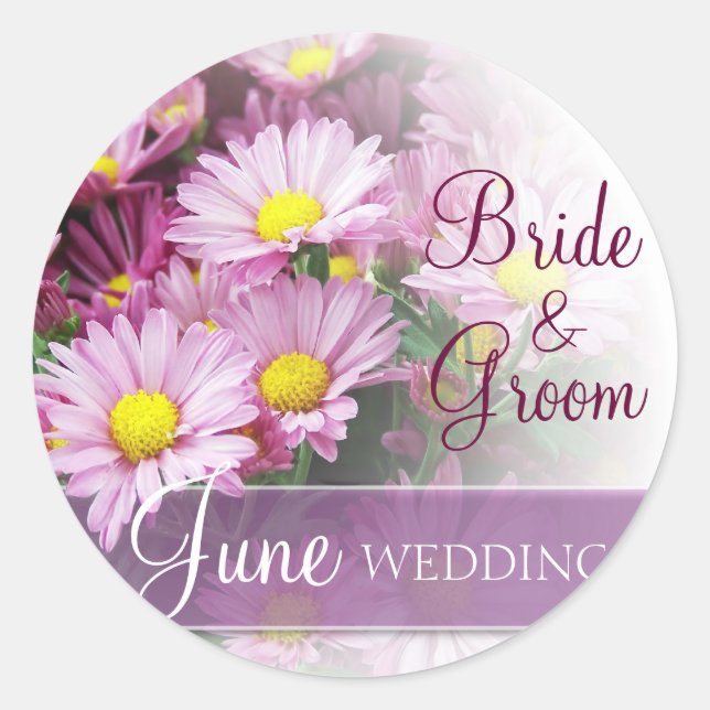 Adesivo Redondo June Wedding - Lavanda Daisies (Frente)