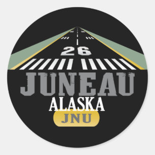 Adesivo Redondo Juneau Alaska - Passagem Aeroportuária