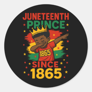 Adesivo Redondo Juneteenth 1865 Crianças Menino Dabbing Príncipe A