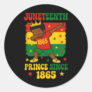 Adesivo Redondo Juneteenth 1865 Groovy Menino Bebê Dabbing Príncip