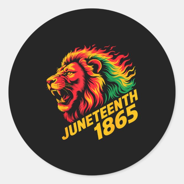 Adesivo Redondo Juneteenth 1865 leão rasta  (Frente)