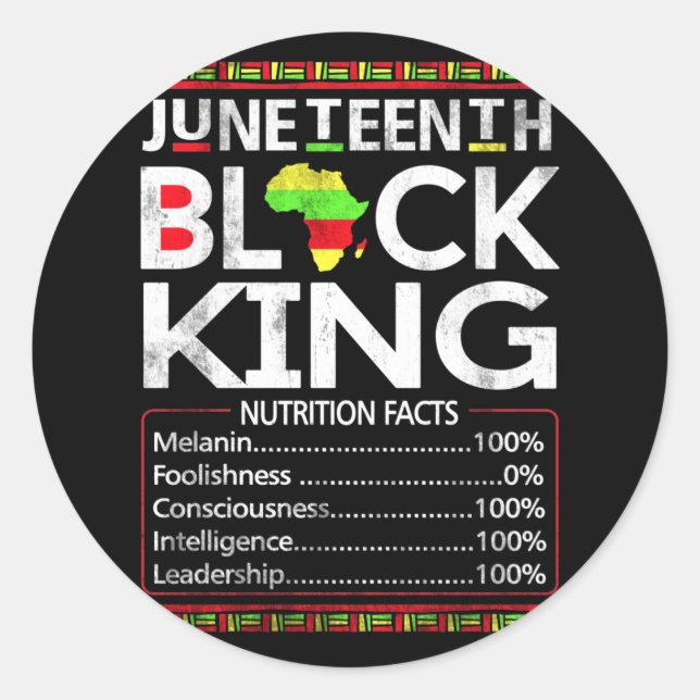 Adesivo Redondo Juneteenth Black King Melanin Dad Fathers Day (Frente)