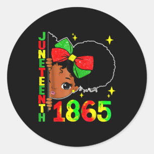 Adesivo Redondo Juneteenth celebrando 1865 meninas negras fofas cr