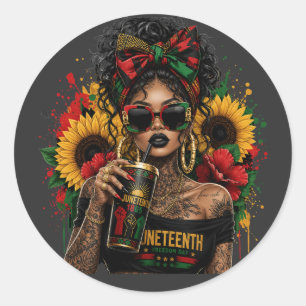 Adesivo Redondo Juneteenth Mulheres Negras História Afro-Americana