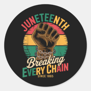 Adesivo Redondo Juneteenth quebrando todas as correntes desde 1865