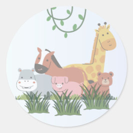 Adesivo Redondo Jungle Animals Gender Reveal Sticker