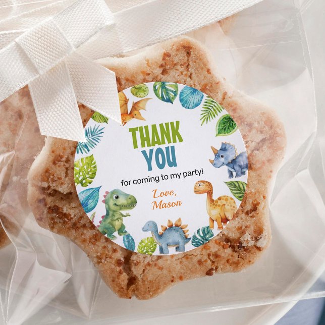 Adesivo Redondo Jungle Dinosaur Boy rotula o Chá de fraldas de ani (Criador carregado)