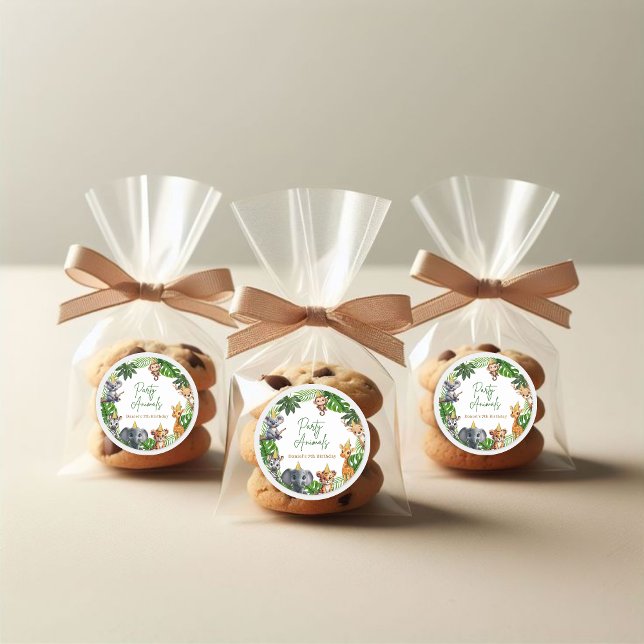 Adesivo Redondo Jungle Safari Kids Birthday Party Stickers (Criador carregado)