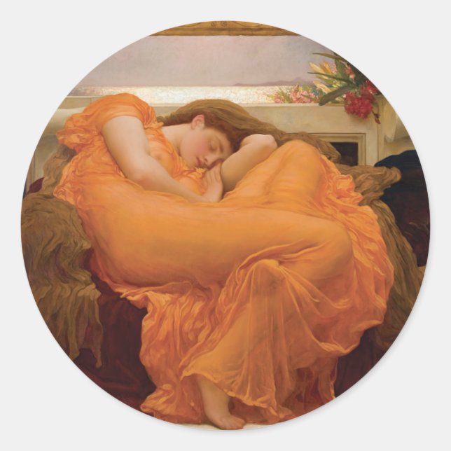 Adesivo Redondo Junho flamejante de Frederic Leighton (Frente)
