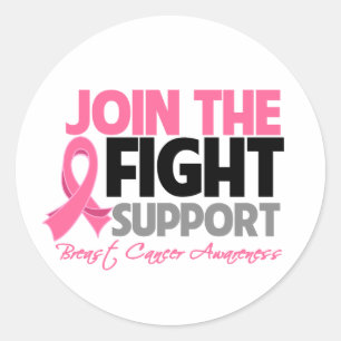 Adesivo Redondo Junte-se à consciência do cancro da mama do apoi