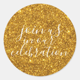 ADESIVO REDONDO JUNTE-SE A NÓS NA NOSSA CELEBRAÇÃO - DOURADO