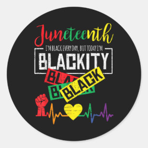 Adesivo Redondo Junteécimo Blackity Heartbeat Liberdade African Ju