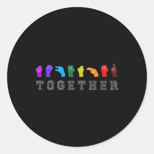 Adesivo Redondo Juntos com sinais de ASL: Manuais LGBT