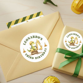 Adesivo Redondo Jurassic Construction Zone Boy Birthday