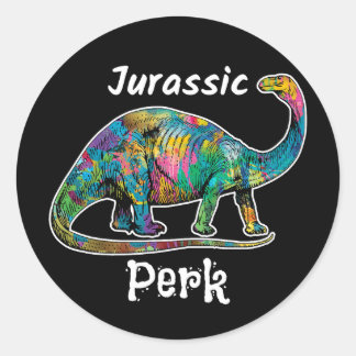 Adesivo Redondo Jurassic Perk Colorful Dinosaur Black