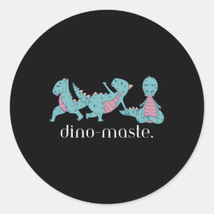 Adesivo Redondo Jurássico Dinossauro Yoga Mestre-Dino Vibrações Ze