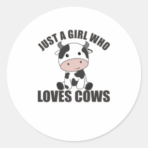 Adesivo Redondo Just A Girl Who Loves Cows Cute Cow Farm