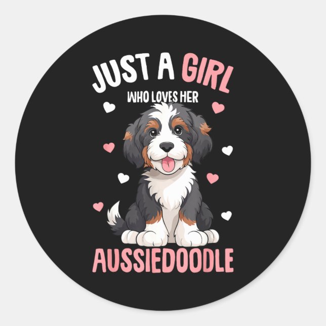 Adesivo Redondo Just A Girl Who Loves Her Aussiedoodle Aussie Dood (Frente)