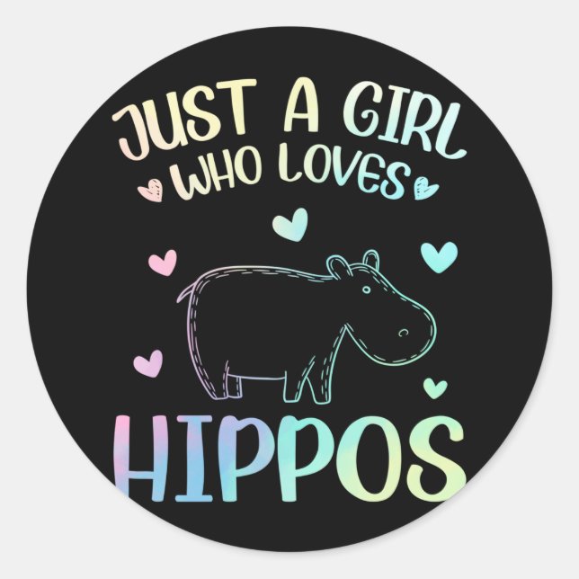 Adesivo Redondo Just A Girl Who Loves Hippos (Frente)
