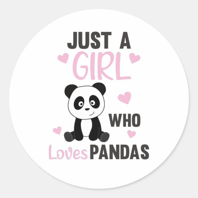 Adesivo Redondo Just A Girl who Loves Pandas - Sweet Panda (Frente)