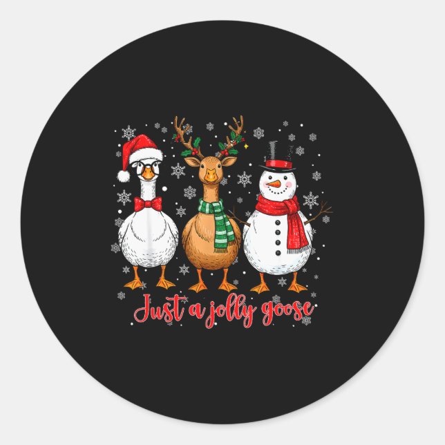 Adesivo Redondo Just A Jolly Goose Merry Goosemas Christmas Santa  (Frente)