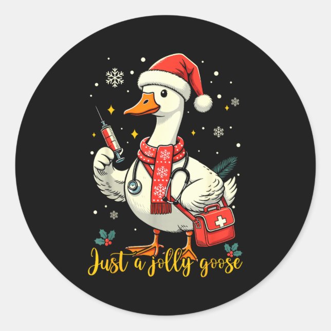 Adesivo Redondo Just A Jolly Goose Nurse Christmas Funny Goose Nur (Frente)