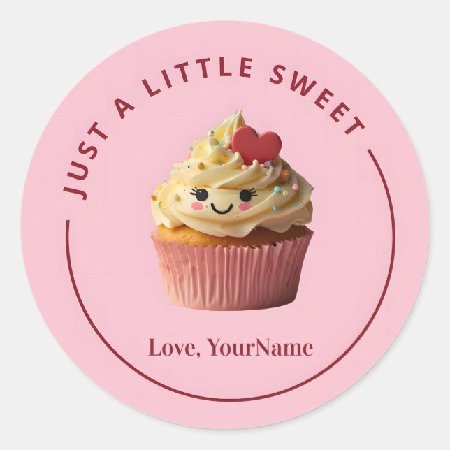 Adesivo Redondo Just a Little Sweet Cupcake Valentine Sticker (Frente)