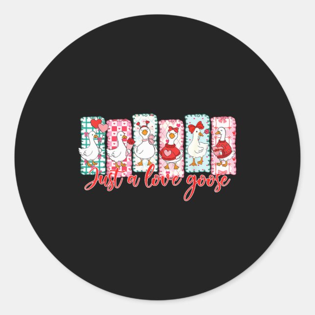 Adesivo Redondo Just A Love Goose Cute Valentine Geese Coquette Wo (Frente)